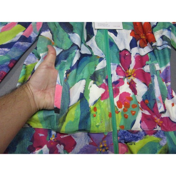 Claire Desjardins Jacket Women Small Multicolor Growing Floral Art Print Stretch - Picture 7 of 13
